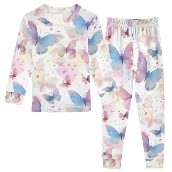Dailycode Cotton Pajama Set Snug Fit Long Sleeve Top and Pants for 18M-8Y Beautiful Dreamy Butterflies