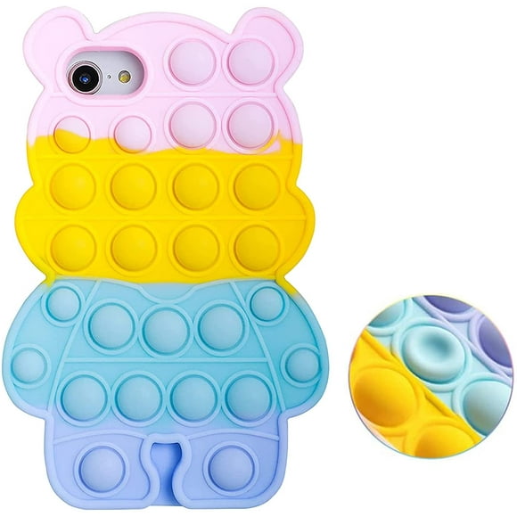 Pop It Phone Case for iPhone 6 / 6s / 7/8 / SE, Push Pop Bubble Fidget Toys, Sensory Case, Bubble Popper Anxiety Relief Autism Cover, Silicone Figetget Toy for Kids Adults - iPhone6/6s/7/8/SE