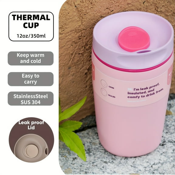 This stylish 12-ounce stainless steel vacuum insulated coffee mug is ideal for travel, and also suitable for use in the car, office, home, and camping. Made from food-grade materials, this modern dri