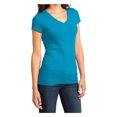 thumbnail image 4 of Yellow Rooster Women's Juniors Very Important V-Neck Cotton Tee Light Turquoise XS, 4 of 6