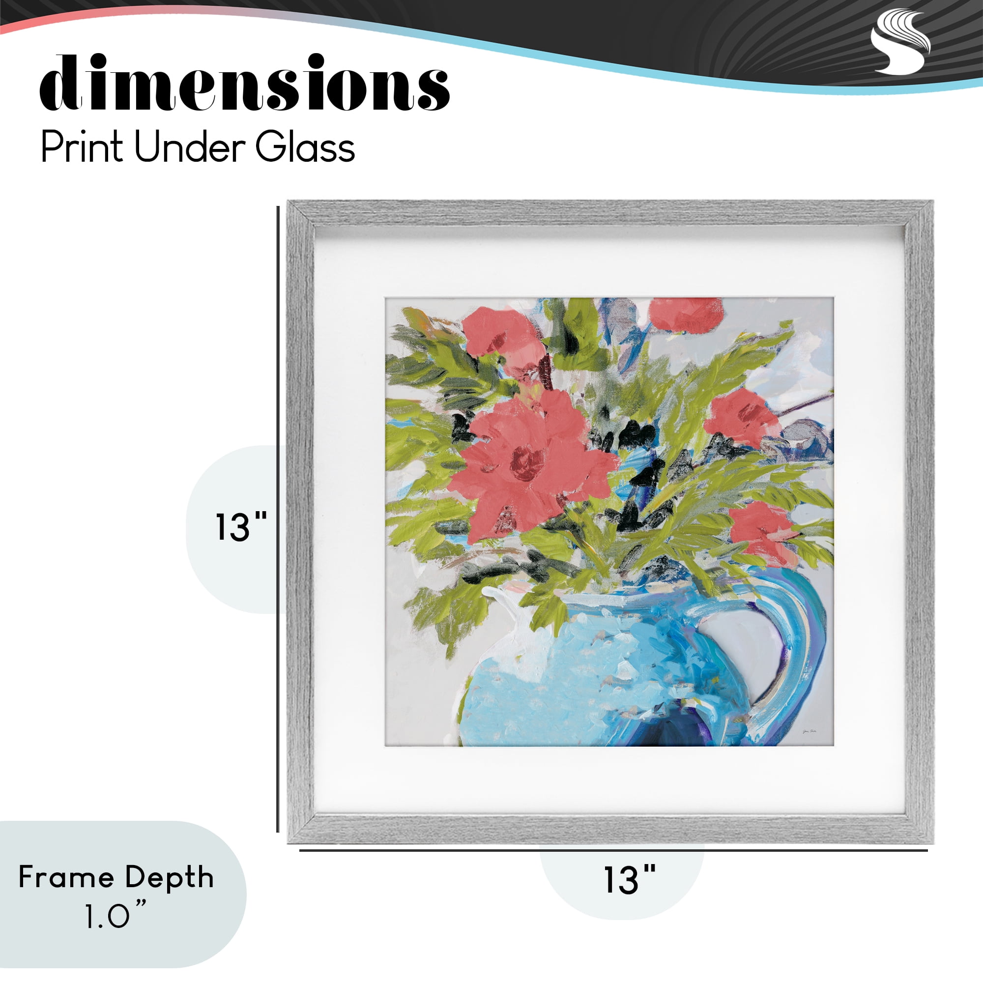 Stupell Industries Daisies in Blue Vase Gray Framed Print Under Glass, design by Jane Slivka