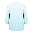 thumbnail image 5 of Crunowin Plus-Size Tops for Women, Gradient V-Neck 3/4-Sleeve Button Tee Loose Casual & Comfy T-shirts Light Blue 2XL, 5 of 6