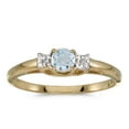thumbnail image 1 of 10k Yellow Gold Round Aquamarine And Diamond Ring, 1 of 2