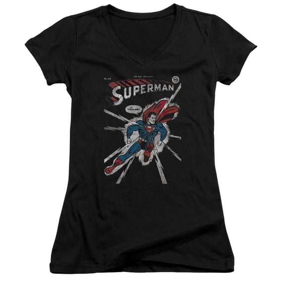 DC Comics Cover Me Junior Women's V-Neck T-Shirt Black