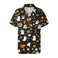 thumbnail image 4 of YDFCWXW Womens Halloween Shirt Button Down Halloween Graphics Print V Neck Short Sleeve Top (Black, L), 4 of 7