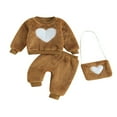 thumbnail image 1 of Heart Pattern Fleece Sweatshirts Pants Bag for Toddler Girls in Fall, 1 of 9