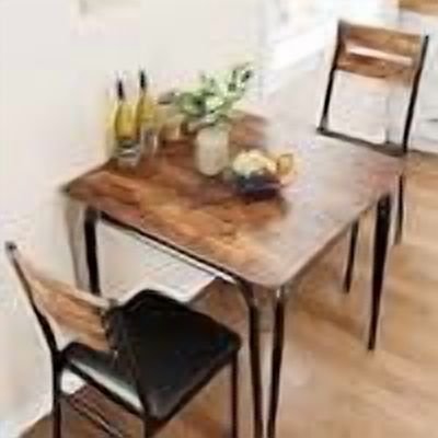 3 Piece Dining Table Set for 2, Square Kitchen Table and 2 Chairs, Space-Saving Dining Set with Cushioned Seats, Metal Frame, for Small Apartment, Breakfast Nook,Brown