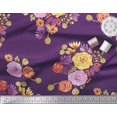 thumbnail image 3 of Soimoi Purple Rayon Fabric Leaves & Floral Print Sewing Fabric BTY 42 Inch Wide, 3 of 3