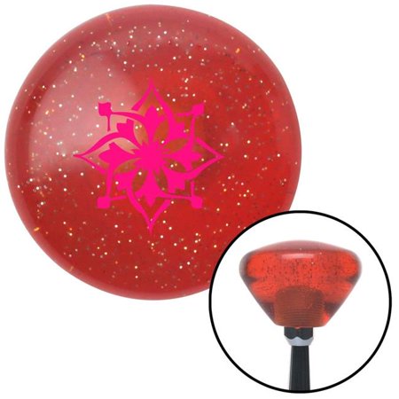 American Shifter Pink Hawaiian Flower No.5 Orange Retro Metal Flake Shift Knob with M16 x 1.5 Insert