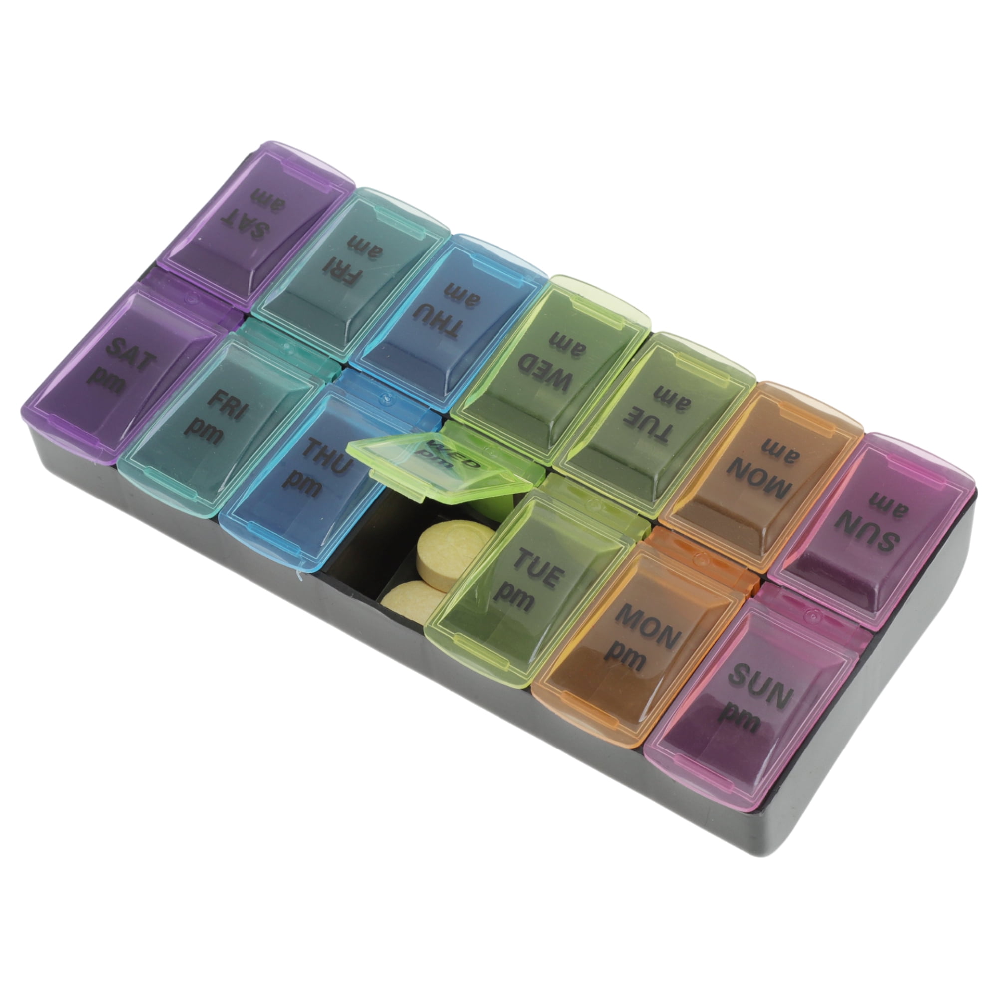Unique Bargains 14 Grid Durable Design Double Row Pill Case 1 Pc Small