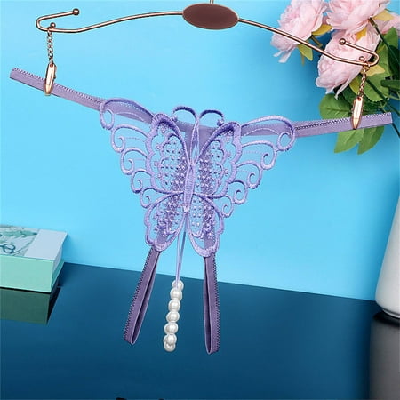 Rigardu Hot Sale!! Women s Lace Panties Hollow Underwear 2025 Trendy Fashion Women Underwear Cutout Pendant Pearl Beads Butterfly G St*Ring Th*Ong Underpants Watermelon Red M