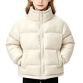 thumbnail image 3 of SKIYLEVZ Girls' Puffer Jacket Mock Neck Quilted Padded Coats Lightweight Breathable Warm Winter Outerwear 1-12 Years, 3 of 9