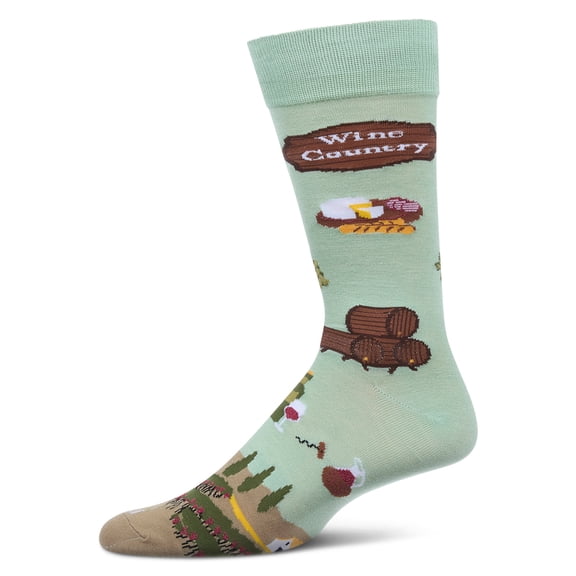 MeMoi Men's Wine Country Rayon From Bamboo Crew Socks - Mens - Male, 10-13, Mint