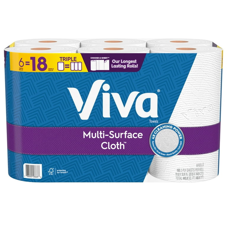三浦技研 TW 99.3 PURE 52° & 56° Steal Fiber Viva Select-A-Size Multi-Surface Cloth Kitchen Paper Towels, 6