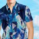 thumbnail image 3 of Camisa de manga corta con botones y solapa con patrón de rombos, blusa de moda para verano M, 3 of 5