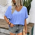 thumbnail image 2 of Womens V Neck T Shirts Batwing Short Sleeve Trendy Casual Shirt Lightweight Loose Fit Tees Summer Breathable Comfy Top Blouses, 2 of 5