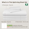 thumbnail image 5 of California Design Den Striped Split King Sheets For Adjustable Bed - Soft 500 Thread Count 100% Cotton Sateen 5 Piece Set with 2 Twin-XL Fitted Sheets - Bright White, 5 of 9