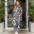 thumbnail image 3 of Yuyamidu Womens Lounge Sets 2 Piece Travel Outfits Soft Comfy Loungewear Matching Sweatsuit Black White Stripe Yoga Volleyball Workout Tracksuits Long Sleeve Sweatshirt Wide Leg Drawstring Sweatpants, 3 of 7