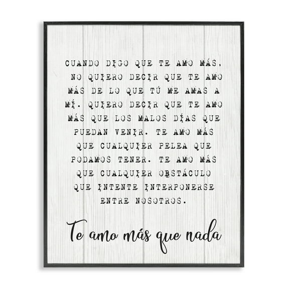 Stupell Industries Te Amo Sin Límites Inspirational Quotes & Sayings Painting Black Framed Art Print Wall Art, 11 x 14