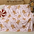 thumbnail image 2 of Christmas Gingerbread Throw Blanket Ultra Soft Pink Flannel Plush Gingerbread Man Bed Blanket, Lightweight Cozy Christmas Blanket for Couch Sofa Bed Living Room Home Decor Gifts, 60x80, 2 of 5