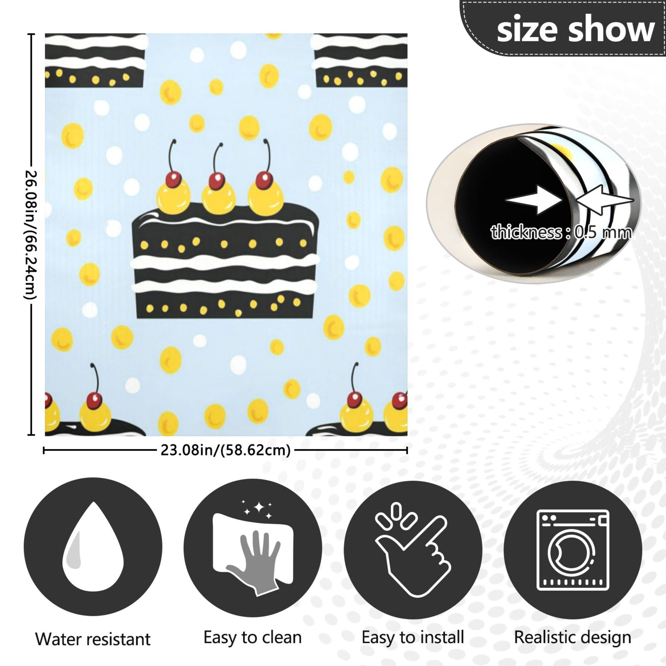 Dishwasher Magnetic Sticker 23x26 Inch Refrigerator Magnetic Sticker Washing Machine Magnetic Sticker Kitchen Panel Magnetic Sticker Home Decor Yellow Fruit Cake