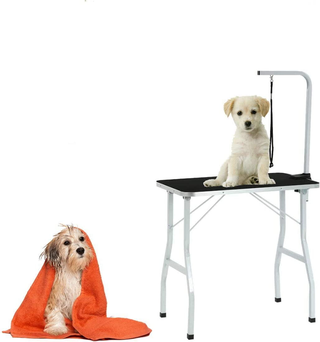 Dkeli 32 inch Grooming Table Adjustable Pet Grooming Table Portable Dog