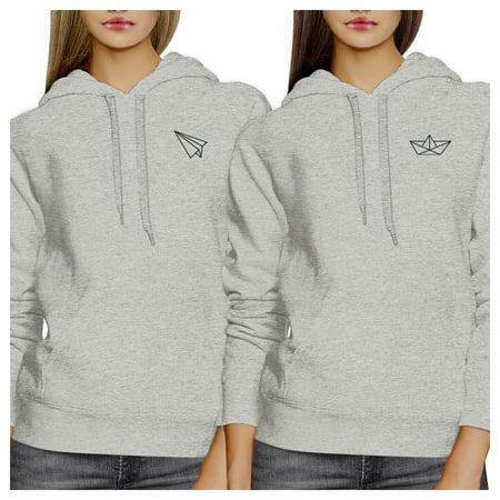 Origami Plane And Boat Grey Cute Matching Hoodies For Best