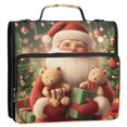 thumbnail image 2 of Haosy 3 Ring Zipper Binder with Shoulder Strap Waterproof Trapper Keeper 2 Inch D-Ring 500 Sheets Capacity, Cute Santa Claus Gift Teddy Bears, 2 of 8