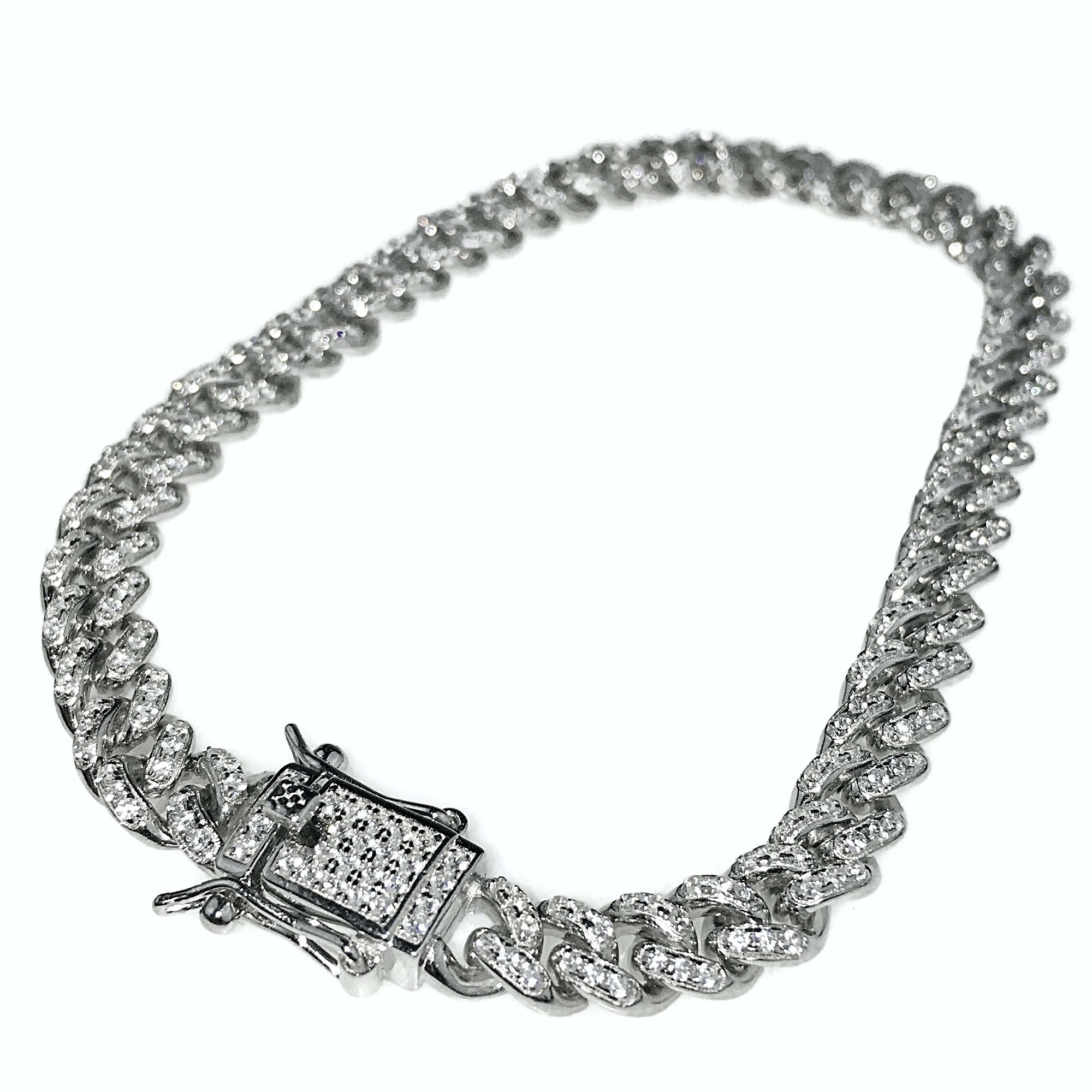 アクセサリー S925 Miami cuba bracelet micro pave Men's Iced Miami Cuban Bracelet Solid 925 Sterling Silver CZ