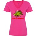 thumbnail image 3 of Inktastic Santa-Saurus Christmas Dinosaur Women's V-Neck T-Shirt, 3 of 5