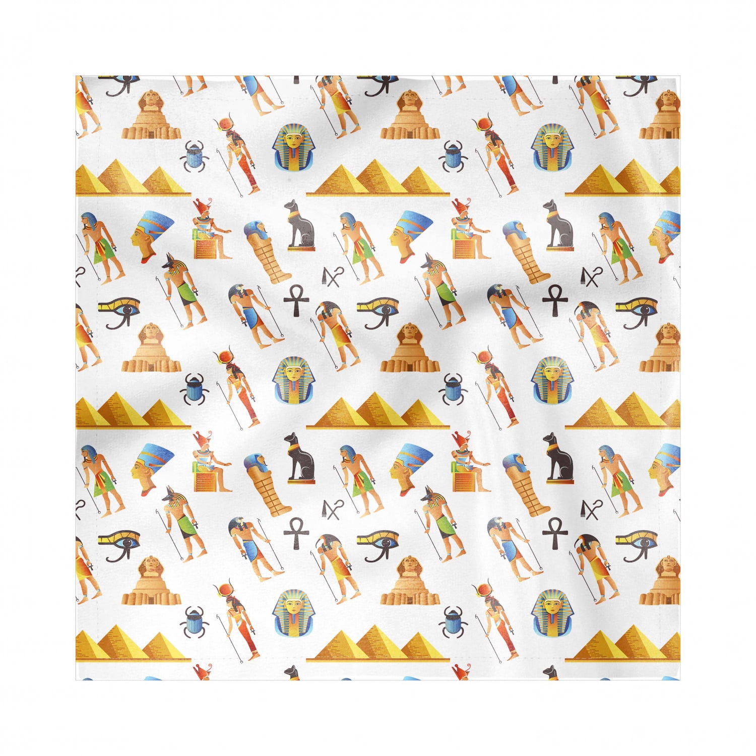 Travel Decorative Satin Napkins Set of 4, Egyptian Themed Mythological