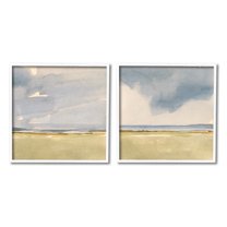 Stupell Industries Cloudy Field Nature Landscape Watercolor Collage , 12 x 12, Design by Victoria Barnes