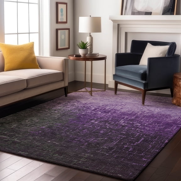 Addison Rugs Mayfield Premium Machine Washable Transitional Ombre Purple Rectangle Rug, 8' x 10'