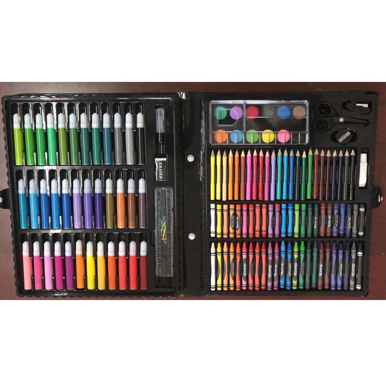 Arteza Kids Fantasy Coloring Kit, 3 Canvas Panels, 4 x 4 in, 10 Markers, 16 Watercolor Pencils, 1 Paint Brush, 1 Sharpener, Kids Activities for Ages
