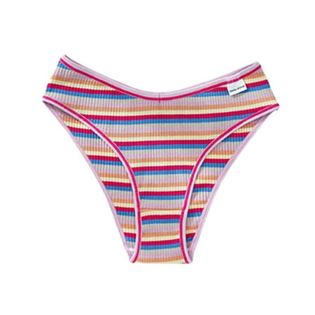 

Women s Casual Breathable Comfortable Rainbow Briefs Mid Waist Rainbow Printed Women s Underwear