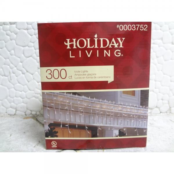 NIB Holiday Living 300ct Clear Icicle Lights w/ White Wire 20ft Length 