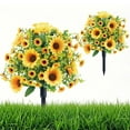 thumbnail image 2 of 22in Exquisite Artificial Boxwood Sunflowers Topiary Trees with Ground Spikes,Indoor Outdoor Artificial Bushes Plants,Durable Weather Shrubs Flower Tree for Porch Yard Decor, 2 of 4