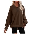 thumbnail image 2 of up to 60% off Gifts Under $5 Sweatshirt for Women Winter Quarter Zip Sweatshirt for Women Casual Solid Long Sleeve Lapel Pullover Blouses Fashion Irregular Hem Oversized Sweatshirt Tops, 2 of 7