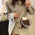 thumbnail image 4 of Bolso pequeño cuadrado con cadenas, de un solo color, moderno y elegante para el verano 2025, con asa para hombro y bandolera, con cordón de ajuste, para mujer., 4 of 9