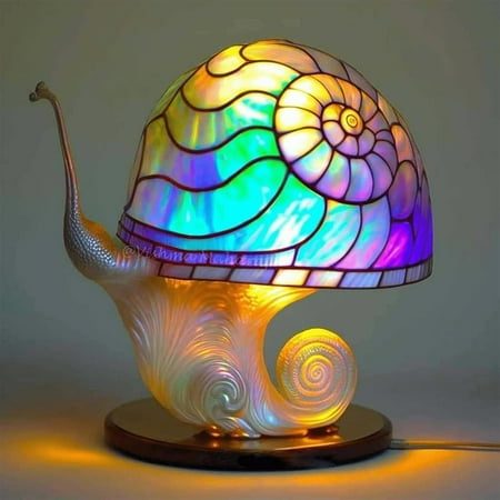

YW Mushroom Table Lamp Mushroom Night Light Stained Glass Plant Series Table Lamp Bohemian Retro Bedside Lamp Stained Flower Animal Series Night Light Bedroom Decor (Mushroom Lamp F)-0810