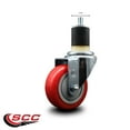 thumbnail image 2 of 3.5 Inch Red Poly Wheel Swivel 1-7/8 Inch Expanding Stem Caster SCC, 2 of 2