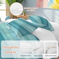 thumbnail image 2 of 3 Piece Teal Turquoise Aqua Ombre Duvet Cover Set Twin Size,Microfiber Comforter/Quilt Cover with Corner Ties and 2 Pillowcases,Contemporary Abstract Lines All Season Soft Bedding with Zipper Closure, 2 of 8