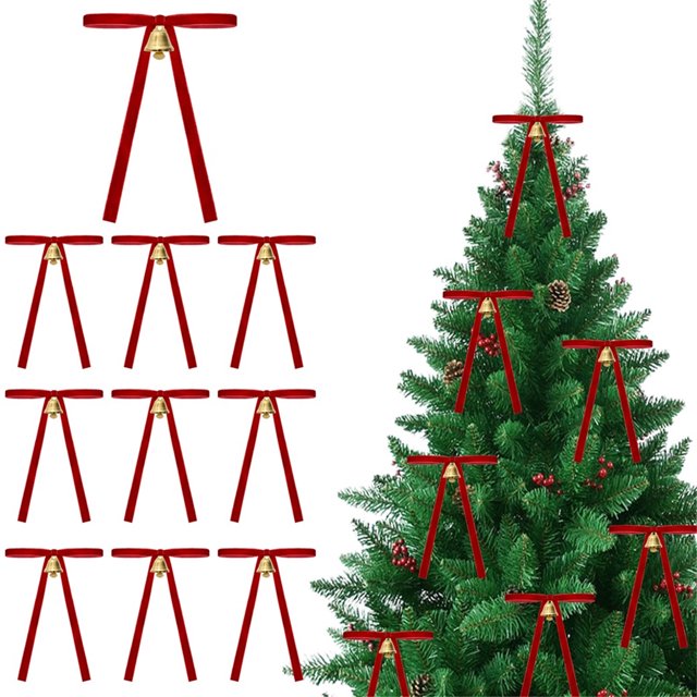 Lazo de corona de Navidad con cinta de terciopelo | Lujoso lazo de regalo para decoraciones navideñas | Elegante colgante de árbol | Material de terciopelo duradero | Fácil de colgar | Acento