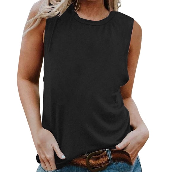 Tank Tops for Women Crew Neck Loose Fit Basic Summer Sleeveless Tees