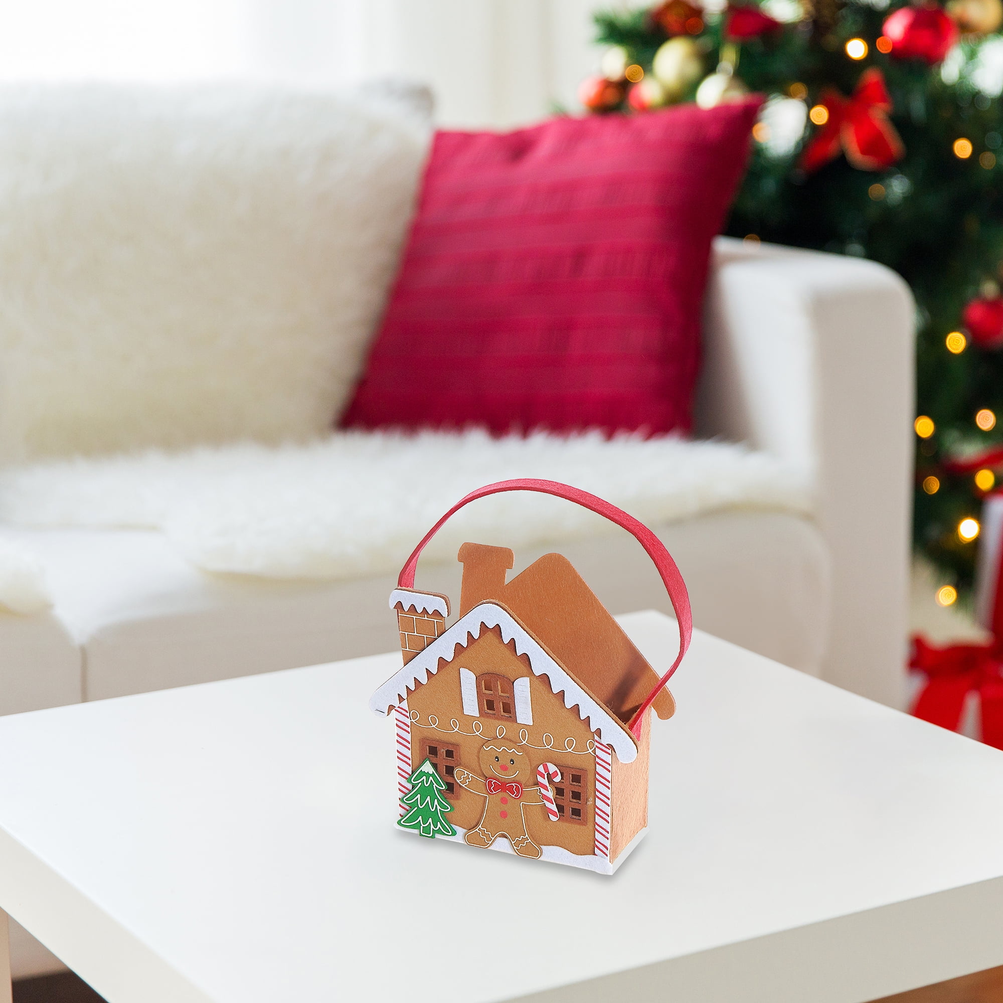 Felt Gingerbread House Basket (5.8") - Set of 2, Tabletop Décor