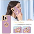 thumbnail image 5 of iPhone 15 Pro Case[with 360°Rotatable Ring Holder Stand][Support Magnetic Car Mount][Shiny Plating Gold] Slim Thin Soft TPU Shockproof Protective Case for iPhone 15 Pro for Women Men Boy,Purple, 5 of 14
