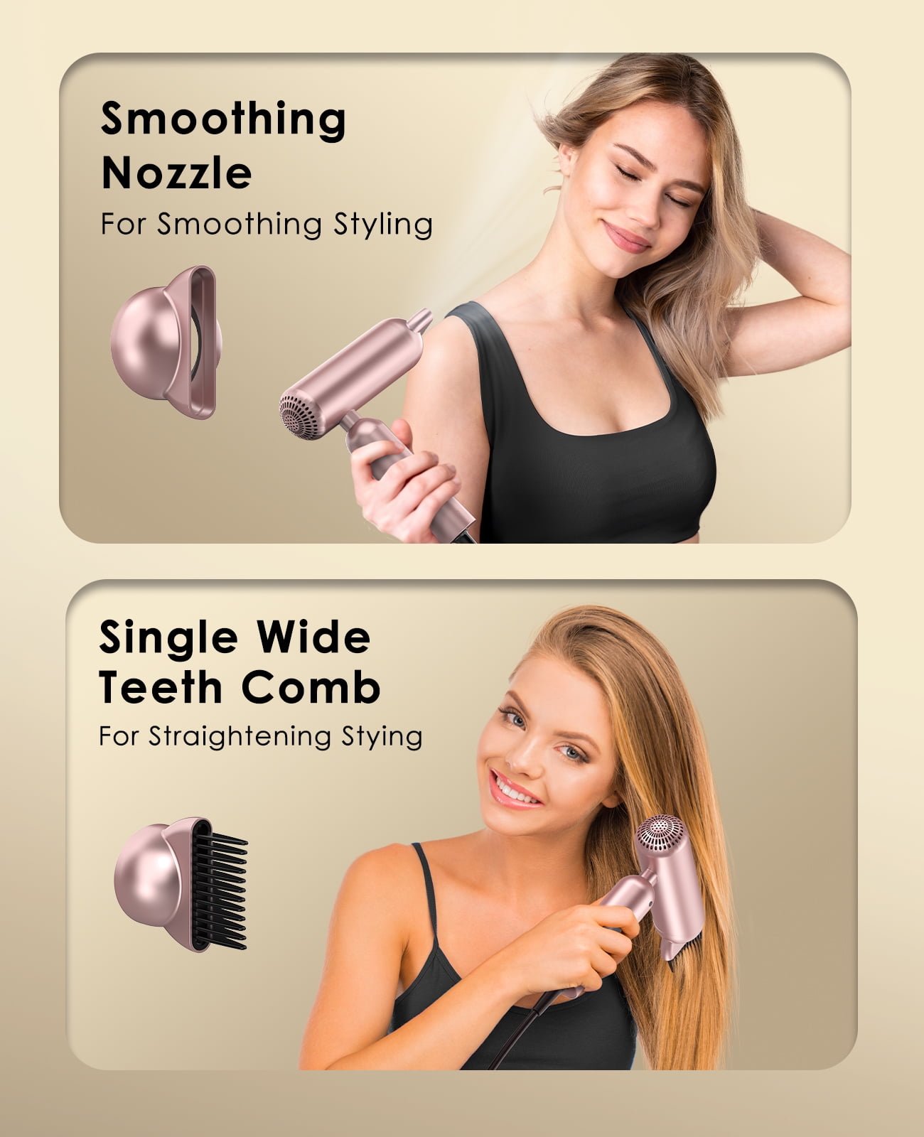 Foldable Hair Dryer with Auto-Sense Global Voltage, High Speed Professional Plasma Salon Blow Dryer with Nozzle & Comb, Portable Travel Hair Drier with Storage Bag, Perfect Gift, Rose Gold