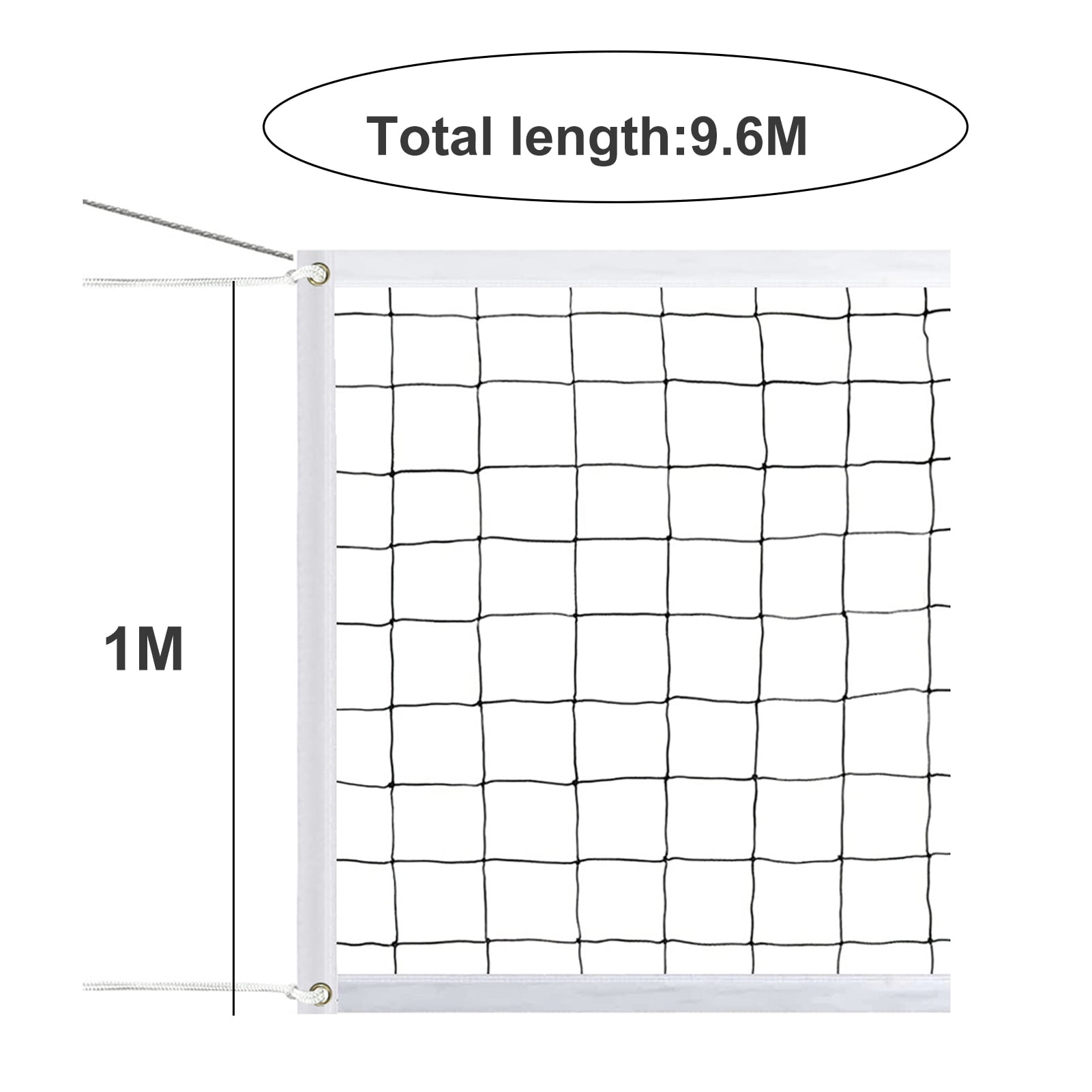 Opolski Outdoor Volleyball Net with Storage Bag Wear Resistant Simple Installation Professional Badminton Ball Sports Net Replacement Black White