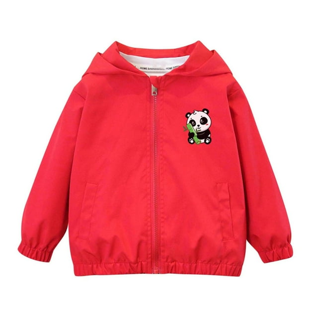 ZACPNCV Coupe-Vent Décontracté pour Garçons, Veste à Capuche Zippée pour Enfants, Manteau Anti-Poussière Mignon Rouge 5-6 Ans