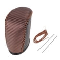 thumbnail image 1 of Cubierta de pomo de cambio de marcha antideslizante Unique Bargains para coche, protector de manija de cambio para Dodge Journey 11-20, cuero sintético negro y marrón, 1 of 6
